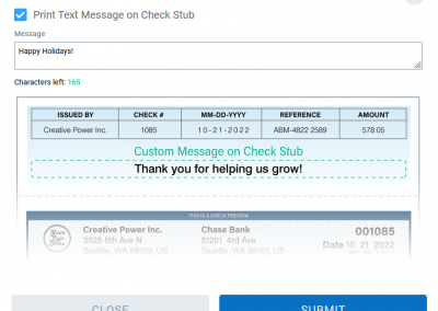 Add a Custom Message on the Check Stub (Optional)