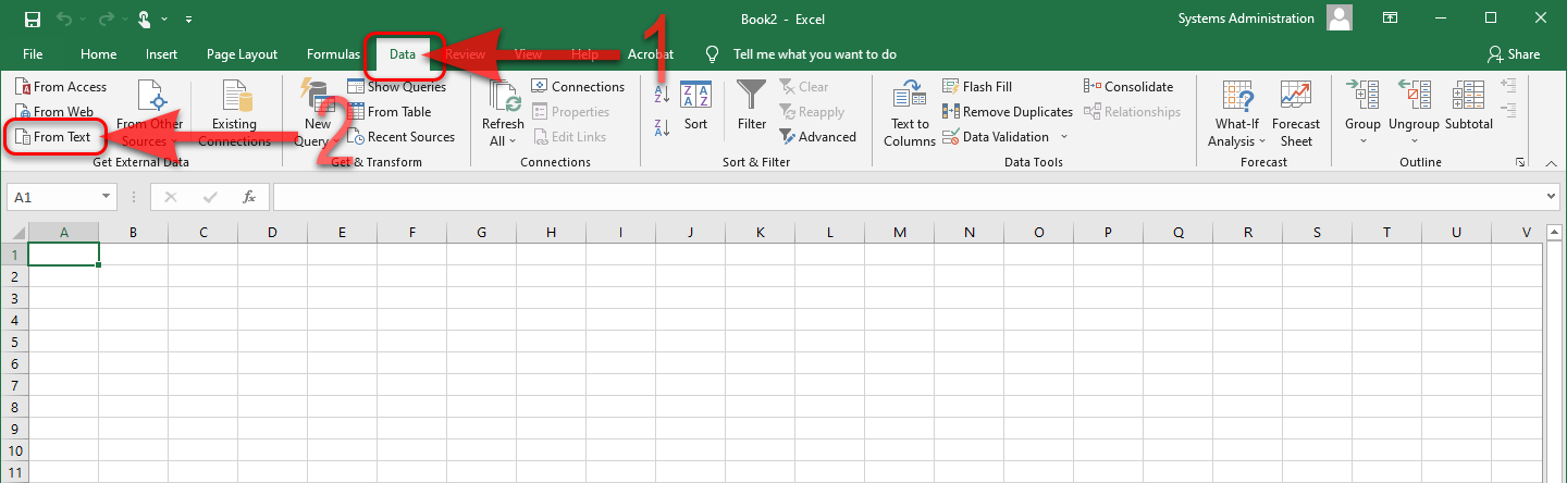 MS Excel - Import CSV data file